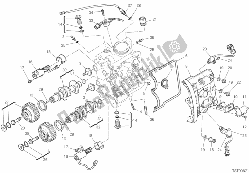 Todas las partes para Sistema De Sincronización De Cabezal Horizontal de Ducati Diavel 1260 S Thailand 2020